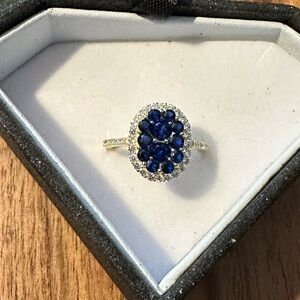 Sterling silver Italy, 925 moissanite and sapphire stones Women's Ring, size 8